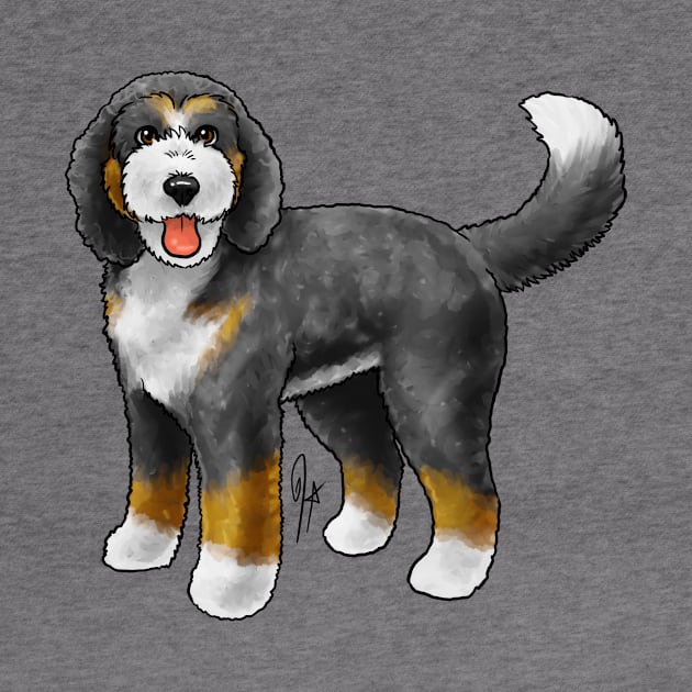 Dog - Bernadoodle - Tricolor Black and Tan by Jen's Dogs Custom Gifts and Designs